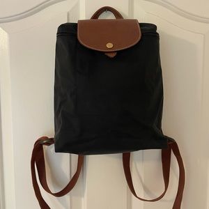 LongChamp Mini Le Pliage Backpack in black